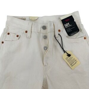 NWT Levis 501 Original High Rise Straight Leg Jeans Cream‎ Off White  23x32